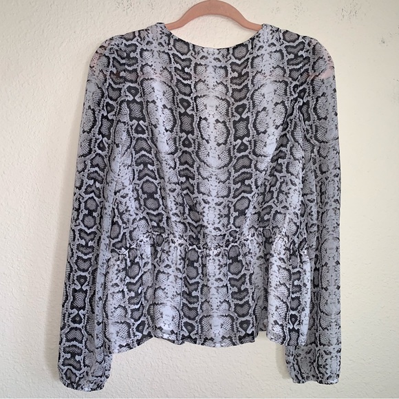 Express Snakeskin Print Surplice Blouse - Picture 7 of 13